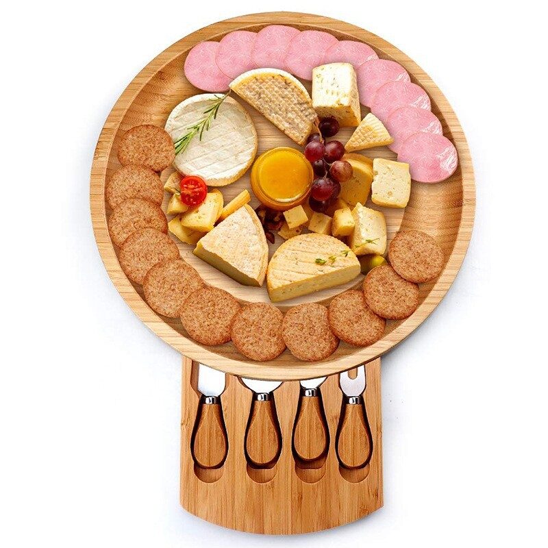 Bamboo Cheese Plate Set Knife