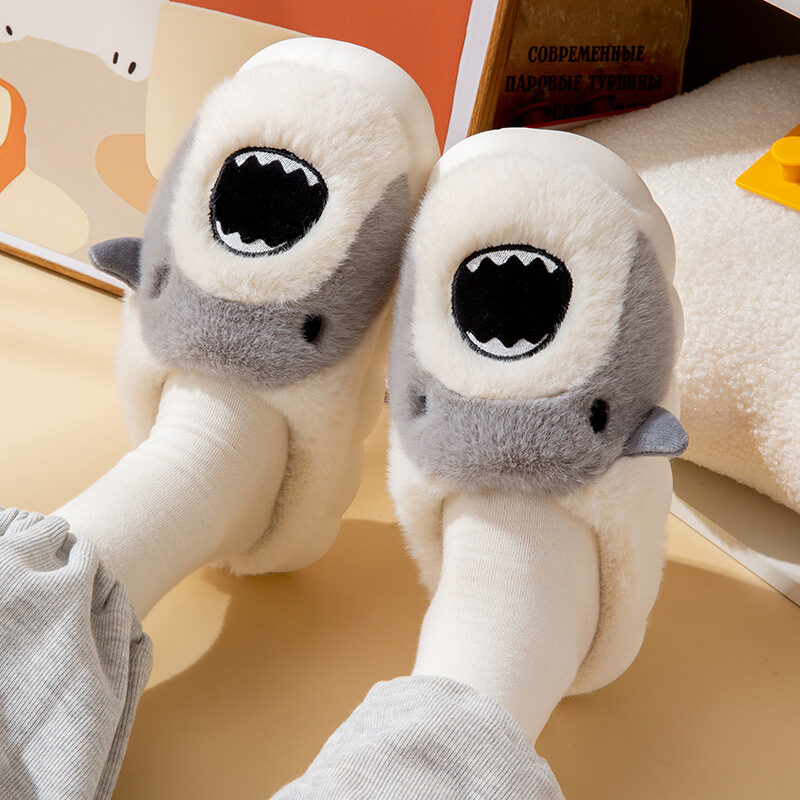 Shark Slippers Cute Cartoon Warm Winter Plush Fuzzy