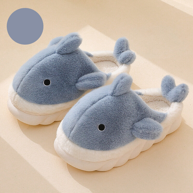Shark Slippers Soft Sole Furry Shoes Home Bedroom