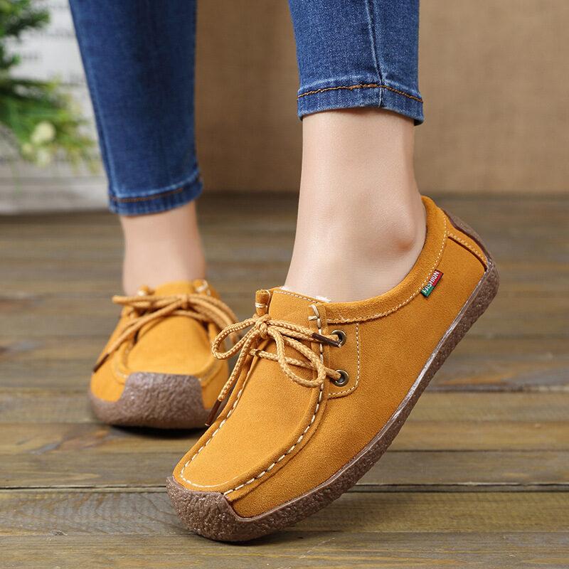 Lace-up Flat Shoes Sneakers Women Frosted