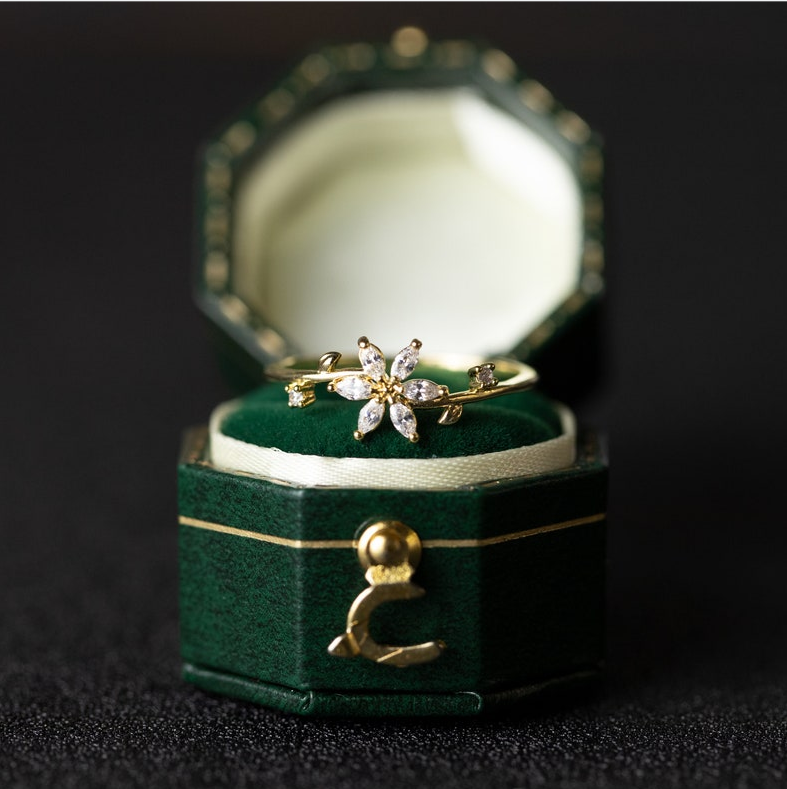 Floral Wedding Band For Women 18K 14K Gold