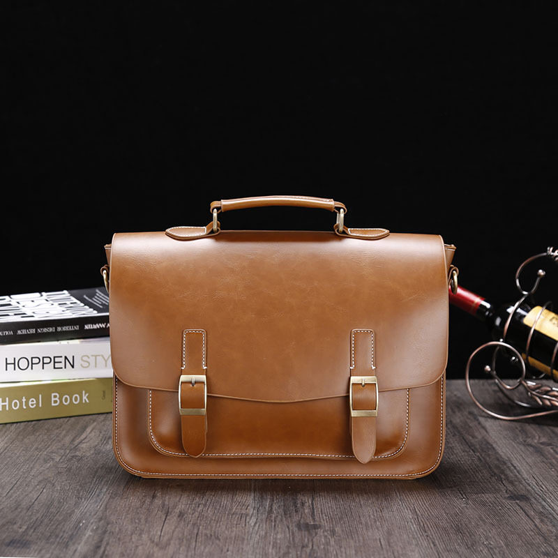 New Business Crazy Horse PU Briefcase Men's Horizontal