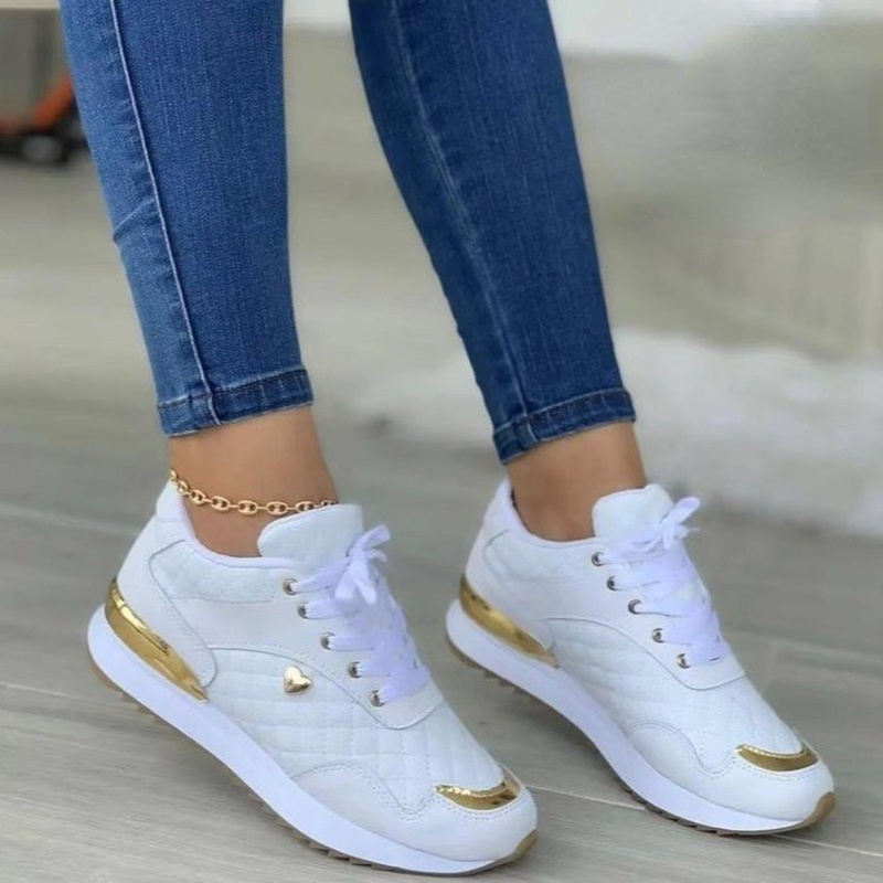 Plaid Sneakers Women Patchwork Lace Up Shoes