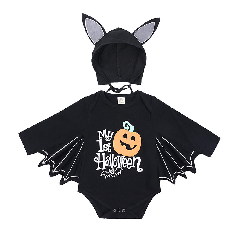 New Baby Halloween Long-sleeved Jumpsuit Pumpkin Letter Jumpsuits