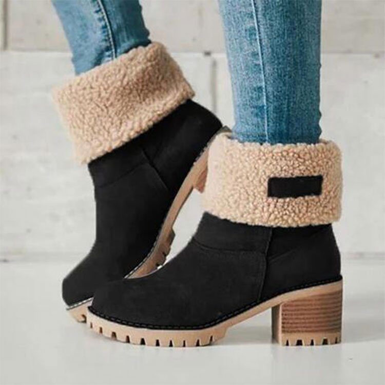 Suede Ankle Boots Adjustable Foldable Mid-Calf Boot Winter