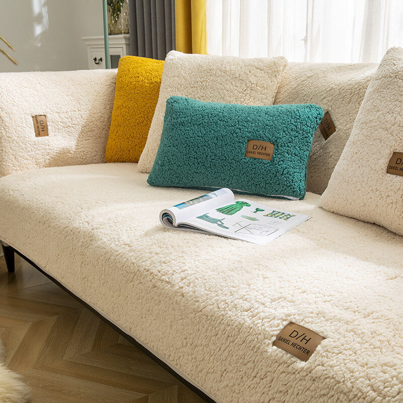 Modern Solid Color Winter Lamb Wool Sofa Towel