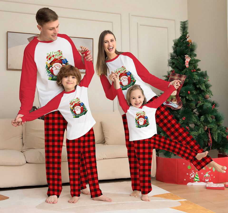 Christmas Parent-Child Clothes Set Long Sleeve T-Shirt Plaid