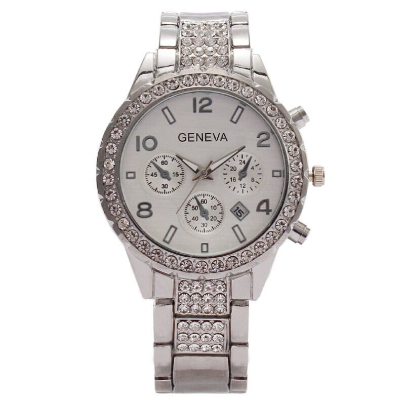 Women's Fashion Diamond Digital Calendar Three Eyes Quartz