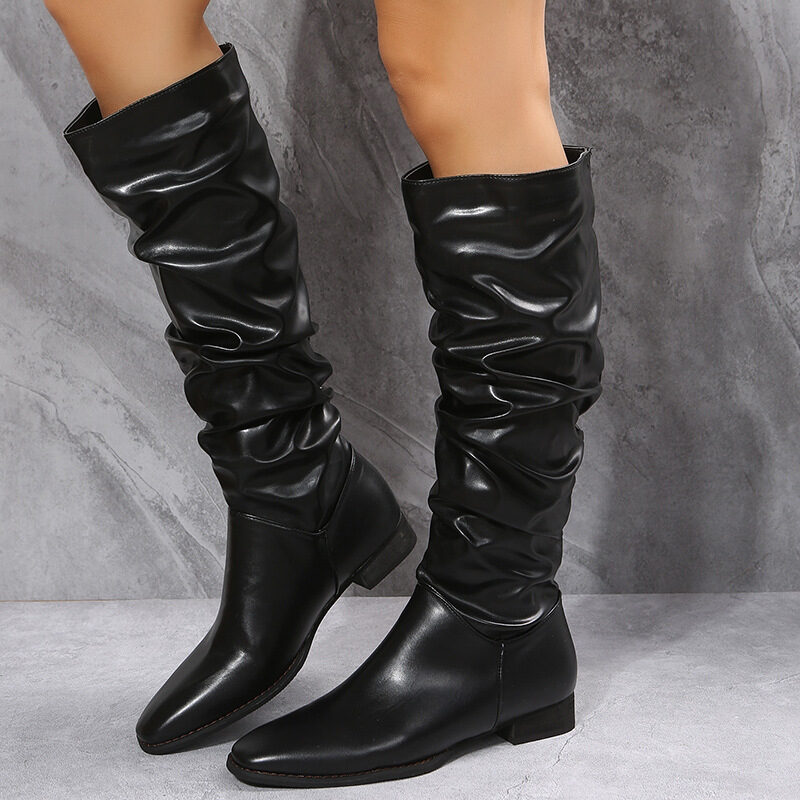 Long Boots White Cowboy Women Pointed Toe Shoes