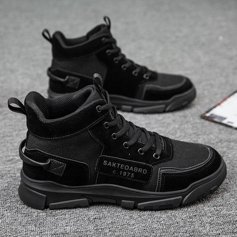 Ankle Boots Men Lace-up Martin Platform Canvas Shoes