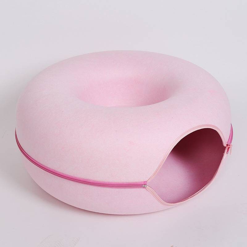 Donut Cat Tunnel Bed Pets House Natural Felt