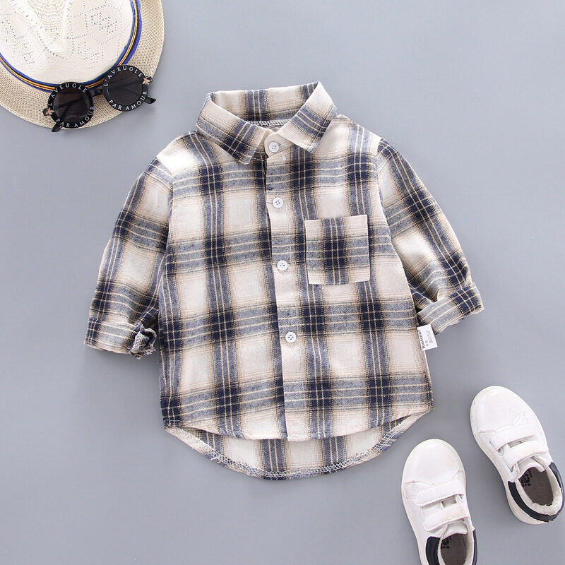 Boys And Girls Plaid Shirts Korean Style Loose