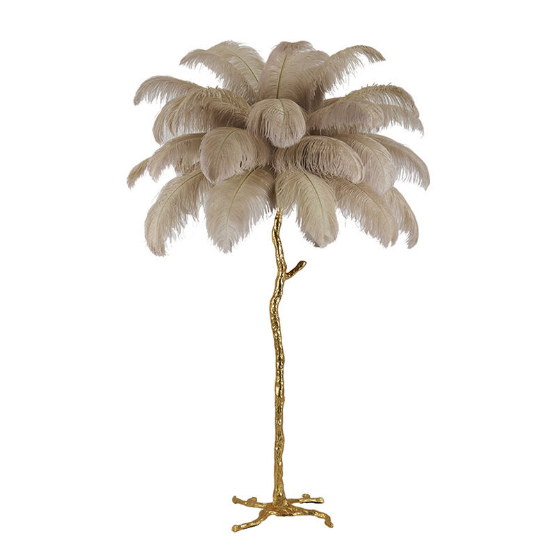 Bedroom Bedside Feather Lamp Copper Floor
