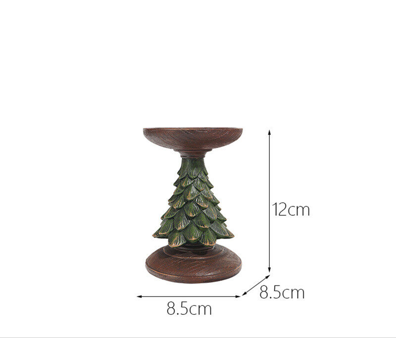 Resin Wooden Christmas Tree Candle Holder Base Figurine