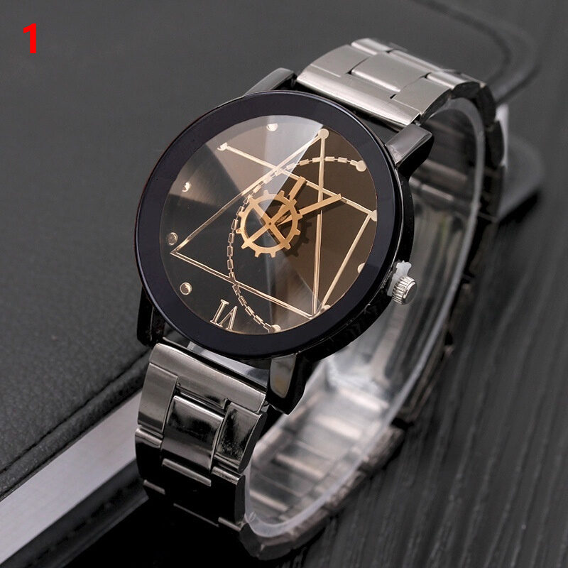 Fashion Gear Compass Turntable Steel Watch Men