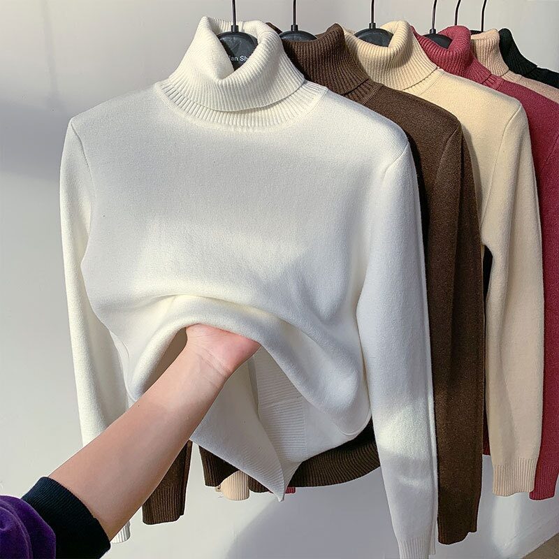 Fleece Turtle Neck Sweater Winter Warm Elegant Thick