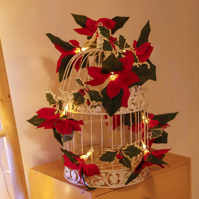Led First Grade Christmas Lights With Red Flowers