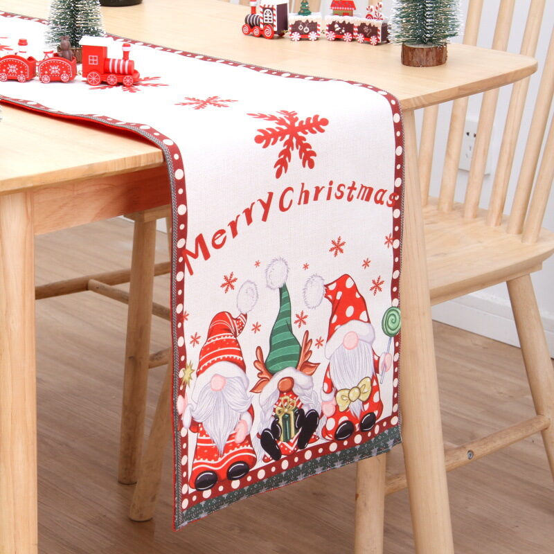 Christmas Table Flag Double Printing Snowman Mat