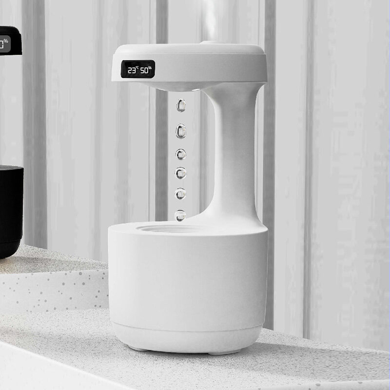 Bedroom Anti-Gravity Humidifier With Clock Water Drop Backflow