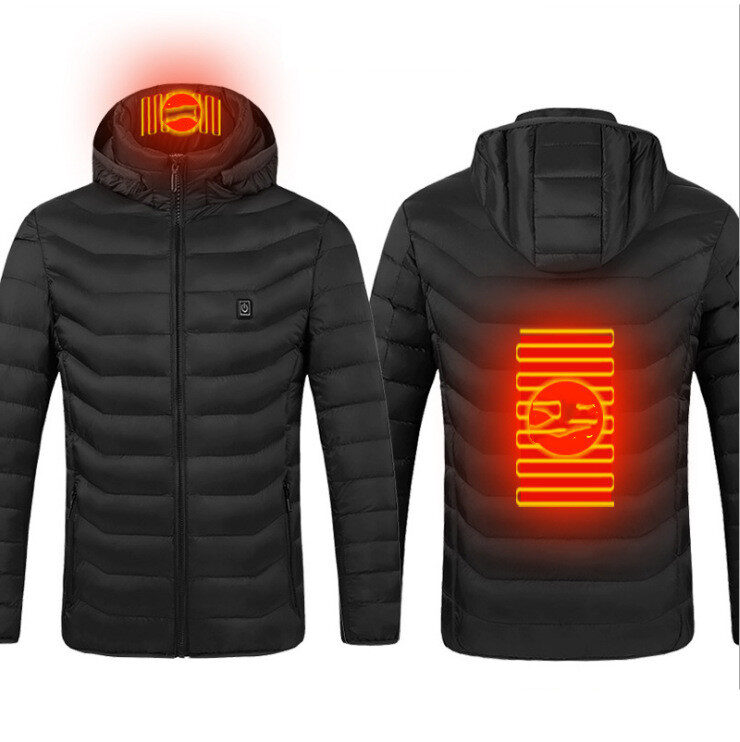 Winter Heated Jacket USB Electric Cotton Coat Zip-up