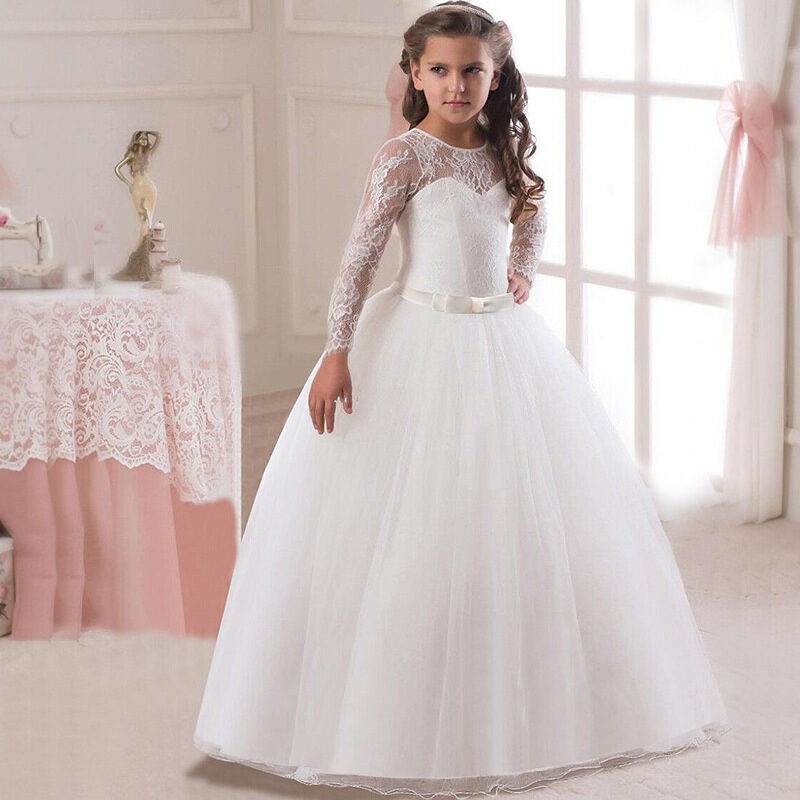 Kids Long Flower Girl Dress