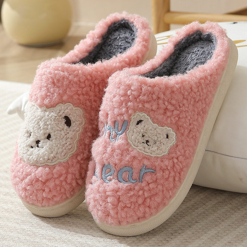 Bear Slippers Winter Warm House Shoes For Women