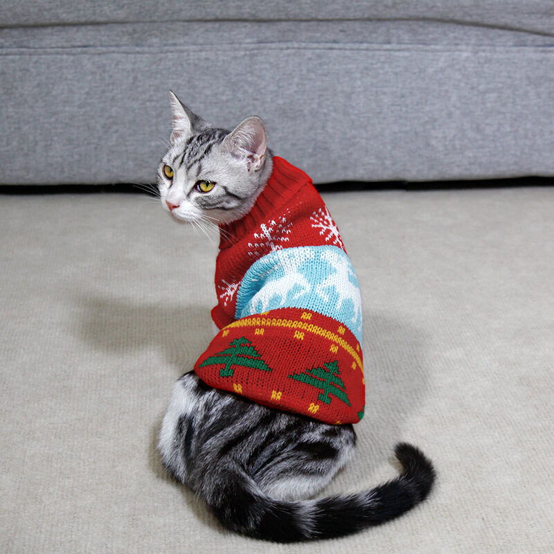 Dog Cat Sweater Pet Christmas Knitting High Collar