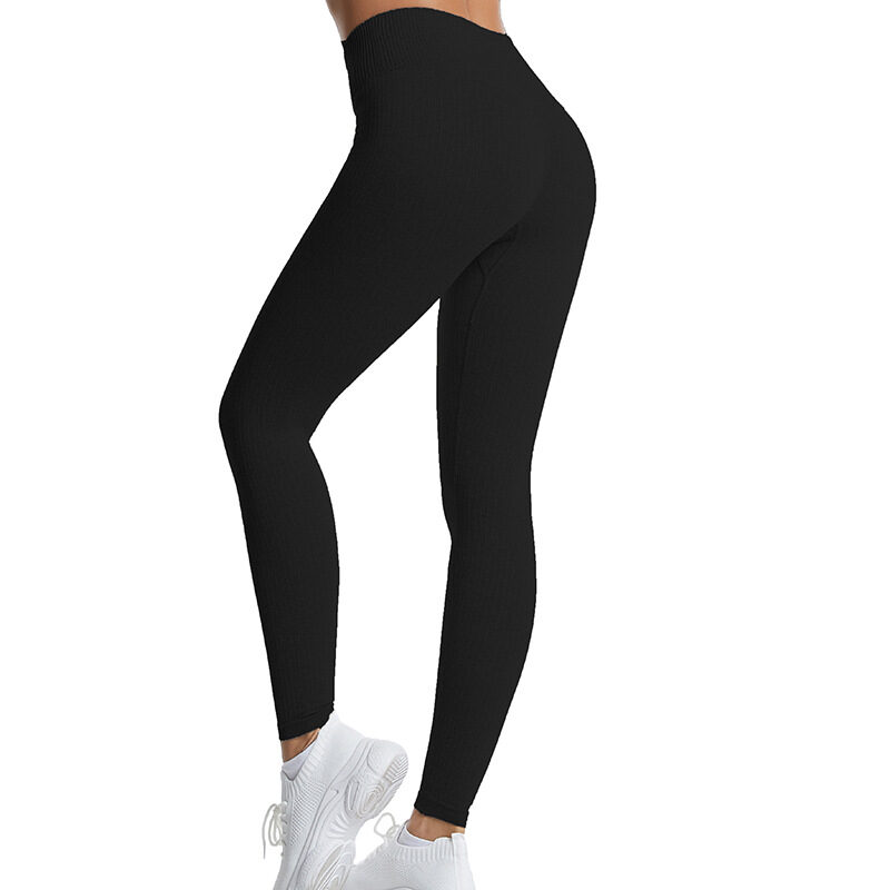 High Waisted Threaded Gym Pants Solid Color