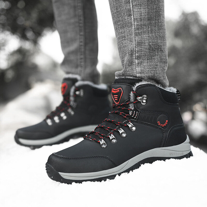 Winter Snow Boots Men Warm Plush Ankle Hiking