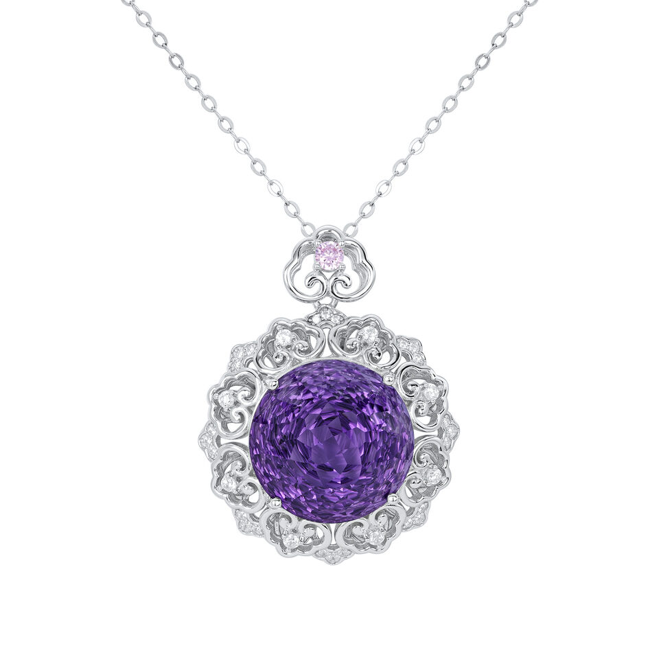 Luxurious S925 Silver Set Natural Amethyst Pendant Female