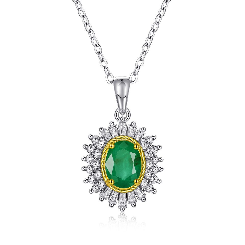 Natural Emerald Pendant Feminine Minority Design Jewelry S925