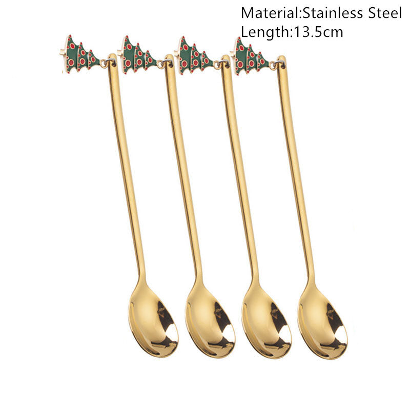 Merry Christmas Spoons Xmas Party Tableware Ornaments Decorations