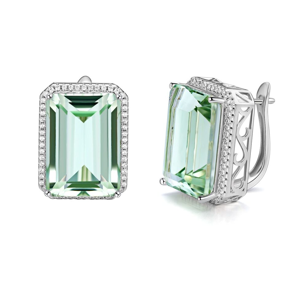Luxurious And High-grade Natural Green Crystal Earrings