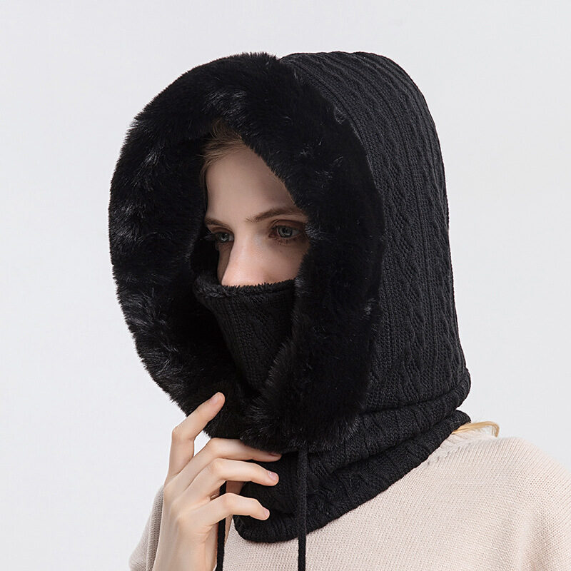 Winter Thick Plush Hat With Scarf Windproof Warm