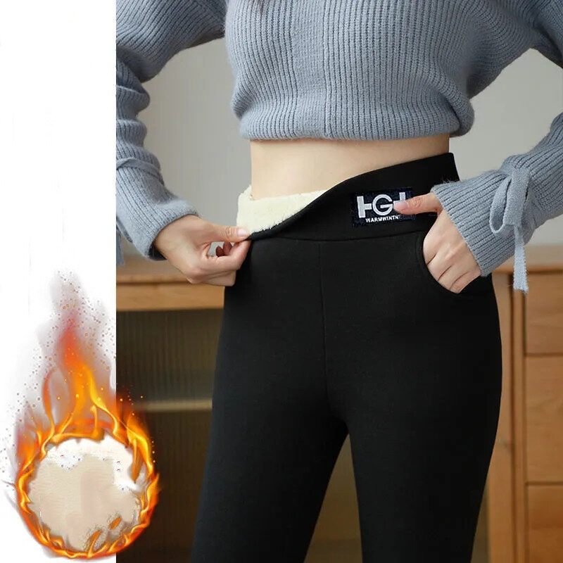 Winter Cashmere Thickened Outwear Lamb Fleece Leggings Female