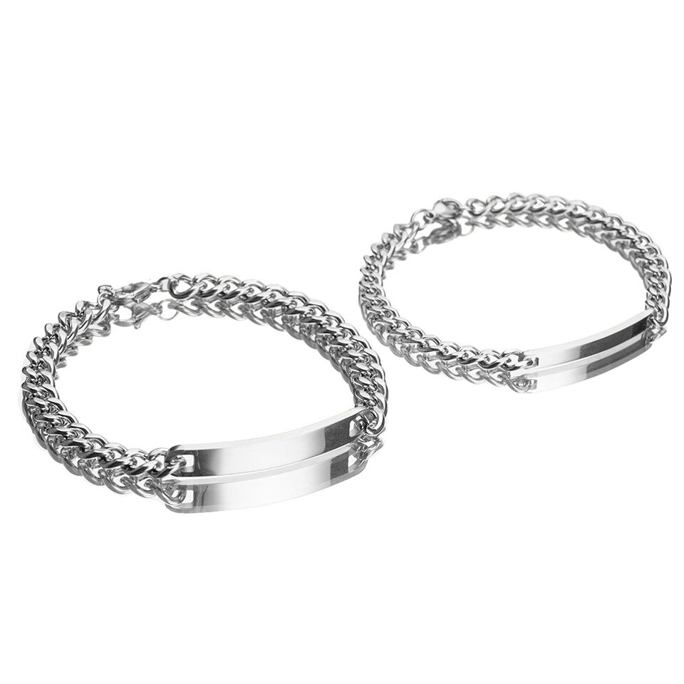 Engraved Titanium Steel Lovers' Day 18K Gold Plated
