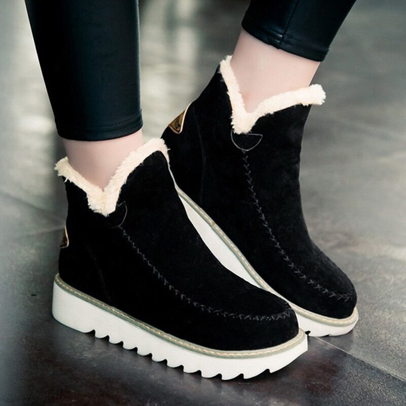 Flats Shoes Women Winter Snow Boots Warm Plush