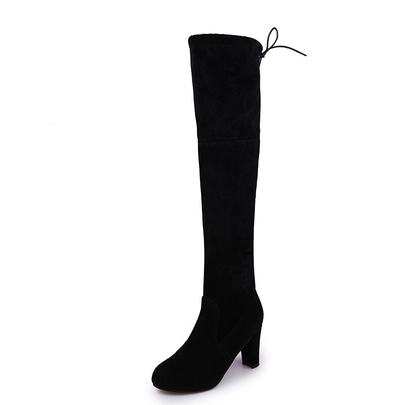 Black Knee High Boots For Women Shoes Heel