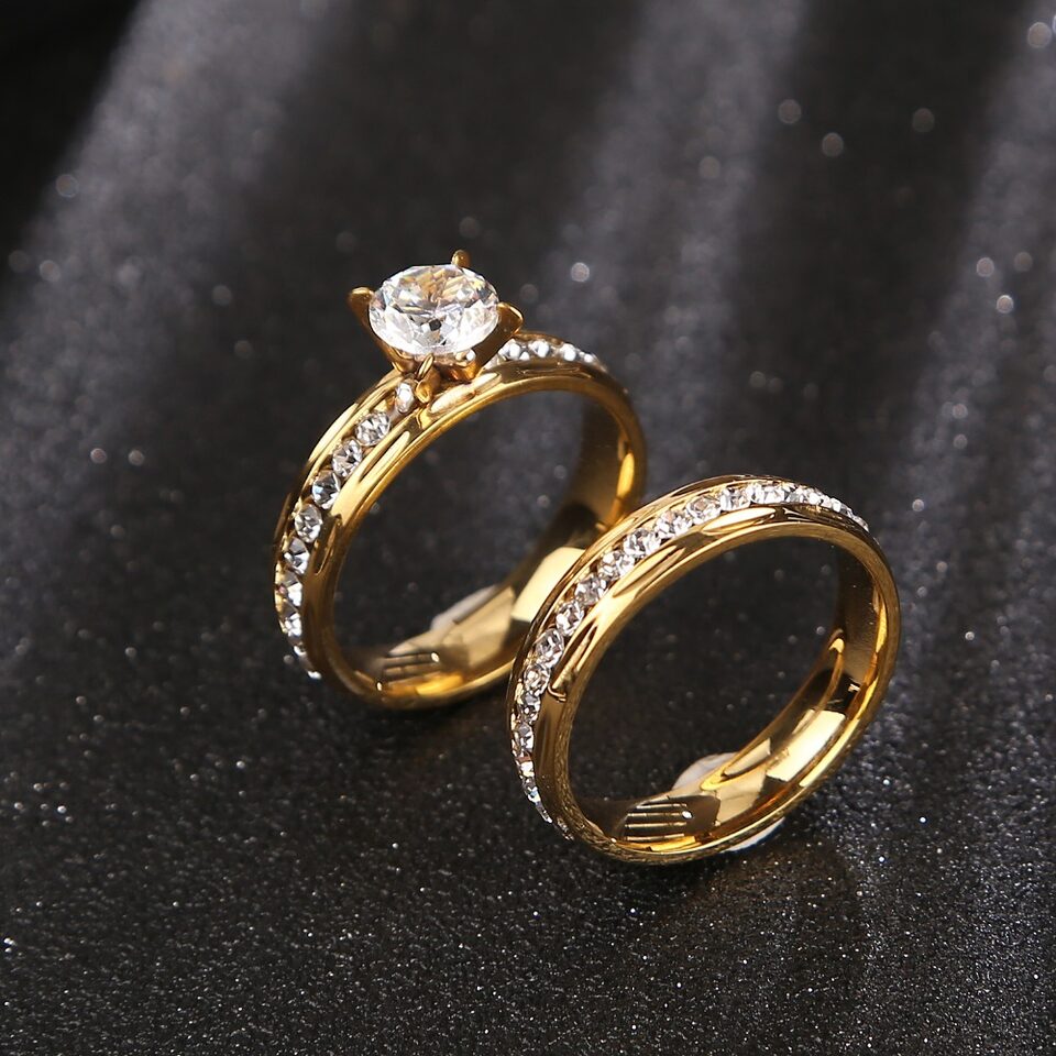 Gold Wedding Rings Stainless Steel Engagement Ring