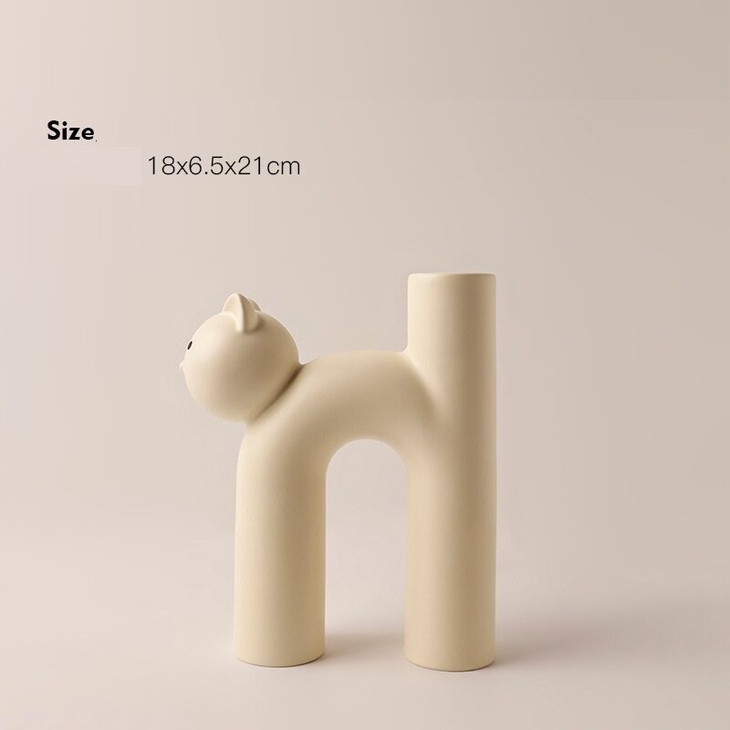Cute Tube Cat Vase Living Room Home Desktop