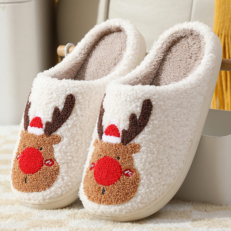 Christmas Shoes Winter Home Slippers Elk Soft Cozy