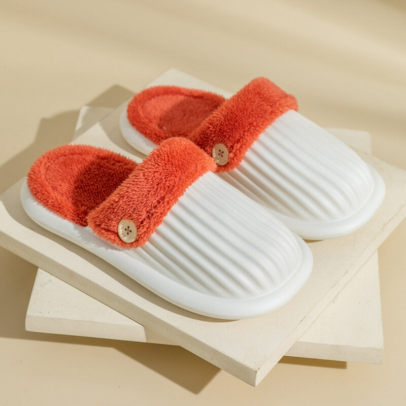 Stripe Slippers Detachable Washable House Shoes Fluffy Bedroom