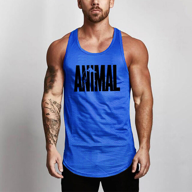 Fitness Men Shirt Slim Fit Vests Mesh Singlets