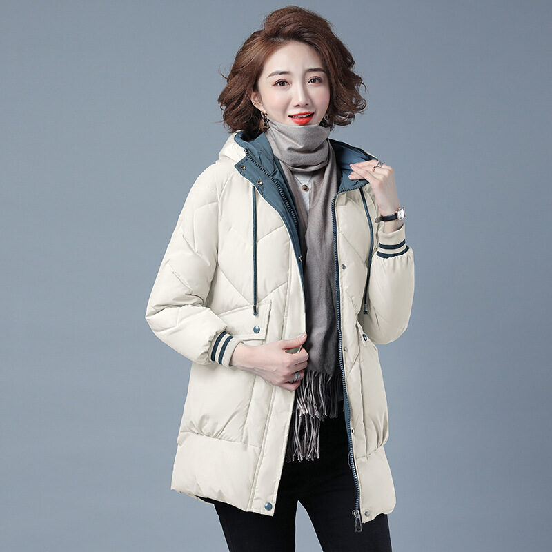 Female Mid-length Winter Clothing Loose Cotton Jacket Thickened