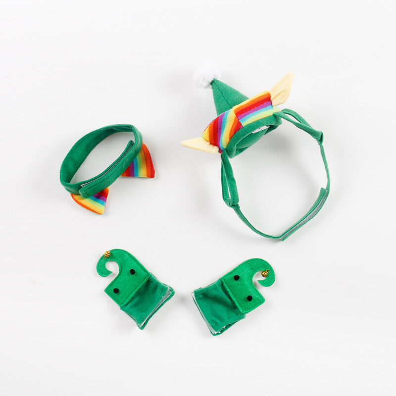 Pet Supplies Dog Christmas Hat 4-piece Green Foot