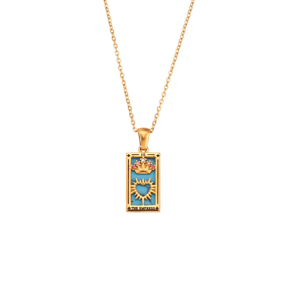 Fashion Tarot Necklace With Rhinestones Diamond Set Pendant