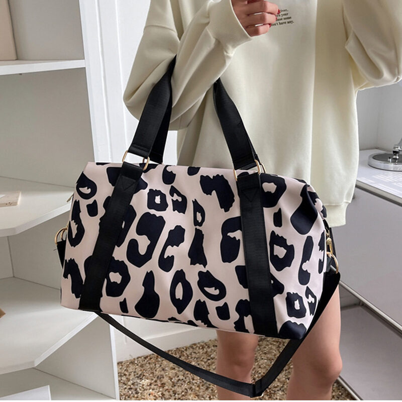 Women Travel Duffel Bag Cow Pattern Handbag Fitness