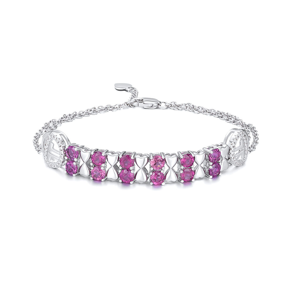 S925 Sterling Silver Purple Garnet Bracelet Women Fashion