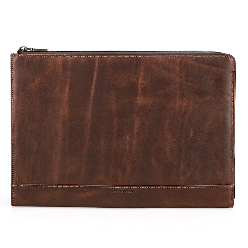 Protective Case Crazy Horse Oil Leather Zipper Laptop