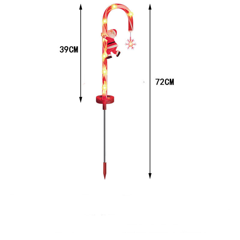 Solar Christmas Lights Candy Cane Courtyard Outdoor Waterproof